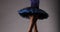 Unrecognizable ballerina in studio, blue outfit. classical ballet art. part of legs and tutu