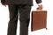 Unrecognizable businessman back suitcase isolated