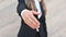 Unrecognizable Businesswoman extending hand for handshake offer collaboration in office, introduction concept, close up