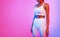 Unrecognizable Fit Female Posing Wearing White Fitwear Over Pink Background
