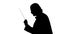 Unrecognizable man conductor silhouette on white background