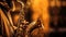 Unrecognizable man playing the saxophone. Generative AI