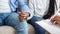 Unrecognizable Married Couple Holding Hands During Therapy Session In Counselor`s Office