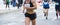 Unrecognizable muscular runner outdoors. Long distance running