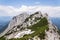 Unrecognizable people on top of the Grosser Donnerkogel Mountain in Alps, Gosau, Gmunden district, Upper Austria federal state