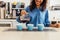 Unrecognizable smiling barista pouring coffee