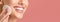 Unrecognizable Woman Using Cotton Pad Over Pink Background. Panorama, Cropped