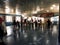 Unrecognized people. a crowd of people lining up the Jakarta city train station. JAKARTA, INDONESIA, 02/2019