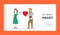 Unrequited Love Landing Page Template. Loving Man Giving Huge Red Heart to Woman Rejecting his Feelings Saying No