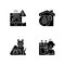 Unsafe home situations black glyph icons set on white space