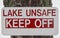 Unsafe Lake Sign