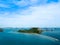 Unseen perspective beautiful viewpoint of island in the sea in clear blue sky day. Tropical island. Thailand