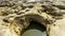 Unseen Thailand landscape view of Rock holes Stone in Sam-Pan-Bok Grand Canyon or the mekong river in thai grand canyon with sunri