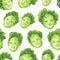 Unsettling heads of lettuce seamless repeating background. Lettuce has a creepy face. Scary