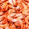 Unshelled tiger shrimps as gourmet seafood macro. Group of Shri