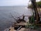 Unsightly abandoned resort bamboo and wooden cottages left untended by the owners due to bankruptcy