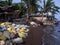 Unsightly sandbags we laid along the seashore resort houses to keep them from further inundation caused by strong ocean waves of t