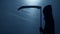 Unstoppable Grim Reaper carrying sharp scythe to punish evil-doers, horror film