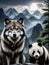 Untamed Beauty The Enchanting Wildlife of Wolf and Panda.AI Generated