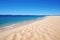 untouched sand dune beach alongside clear ocean waters