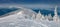 Untouched winter landscape. Panoramic morning view of Carpathian mountains.