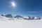 Untouched winter landscape with snowy mountains