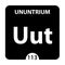 Ununtrium symbol. Sign Ununtrium with atomic number and atomic weight. Uut Chemical element of the periodic table on a glossy