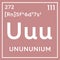 Unununium. Transition metals. Chemical Element of Mendeleev\\\'s Periodic Table. 3D illustration