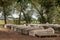 Unused concrete tombs at Chao Pho Khao Chalak Cemetery, Bang Phra, Thailand