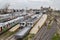 Unused old graffiti trains on disused line at Haydarpasa train station in Istanbul