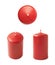 Unused red wax candle isolated