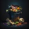 Unused rotten vegetables are thrown into the trash, generative AI