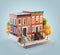 Unusual 3d illustration of Brownstone buildings