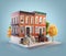 Unusual 3d illustration of Brownstone buildings