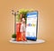 Unusual 3d illustration smart phone application