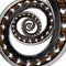 Unusual abstract fractal ellipse spiral Industrial Ball Bearing. Spiral ellipse fractal effect of bearing manufacturing technology