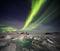 Unusual Arctic winter landscape - Frozen fjord & Northern Lights