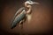 unusual bird heron with long neck and legs on brown background