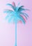 Unusual Blue Palm On Pink Background