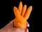 Unusual Brush-Shaped Carrot in Human Hand Isolated On Black Background
