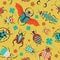 Unusual Bugs and Exotic Beetles Seamless Pattern