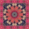 Unusual carpet with ornamental border. Lovely tablecloth. Shawl. Bandana