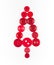Unusual christmas tree design, white and red buttons tree christmas background, isolated