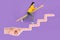 Unusual crazy image collage of expanded long finger directing career stairs leading business lady up toward new job over