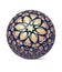 Unusual dark blue decorative glossy shine sphere ball with golden floral decor. Vector illustration for your design.