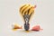 Unusual design incandescent light bulb with yellow stripes