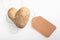 Unusual double heart-shaped fresh potato
