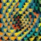 Unusual geometric pattern in bright acid colors colors multicolored, optical illusion, original creative background,