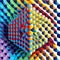 Unusual geometric pattern in bright acid colors multicolored, optical illusion, original creative background, amazing wallpaper,