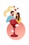 Unusual graphics photo collage couple in martini glass showing heart gesture symbolizing love date romance theme bar